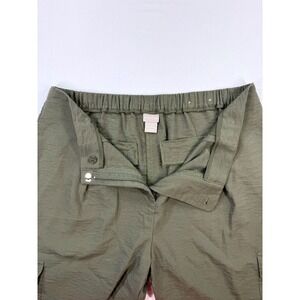Chicos‎ Green Cargo Pants Womens Elastic Waist Utility Pockets, Sz 1.5